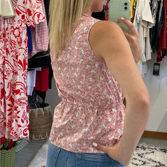 CATH KIDSTON ladies pink rabbit bunny shirt Uk size 6 sleeveless sweet fitted - Picture 3 of 9